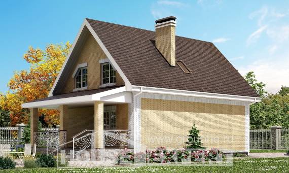 130-004-П Проект двухэтажного дома с мансардой, скромный коттедж из твинблока Солнечногорск, House Expert