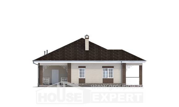 100-004-Л Проект одноэтажного дома, классический коттедж из твинблока Пушкино, House Expert